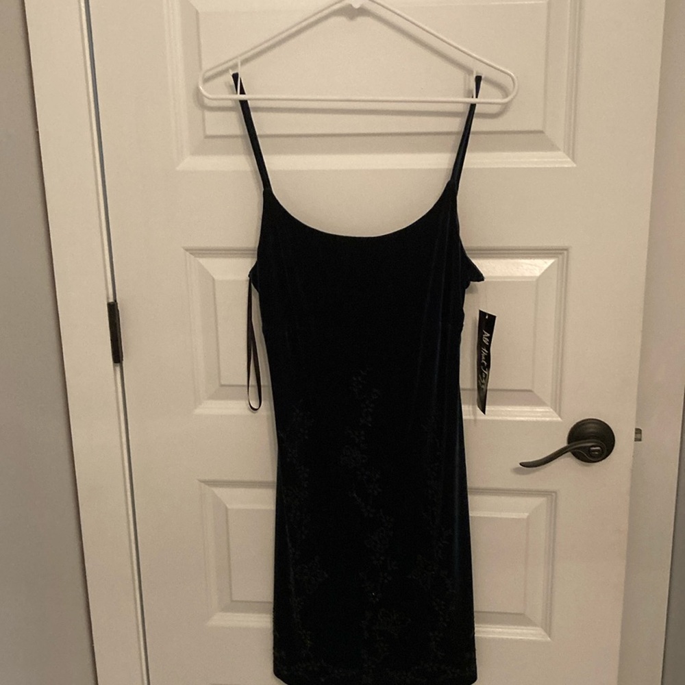 Dark green velvet cocktail dress